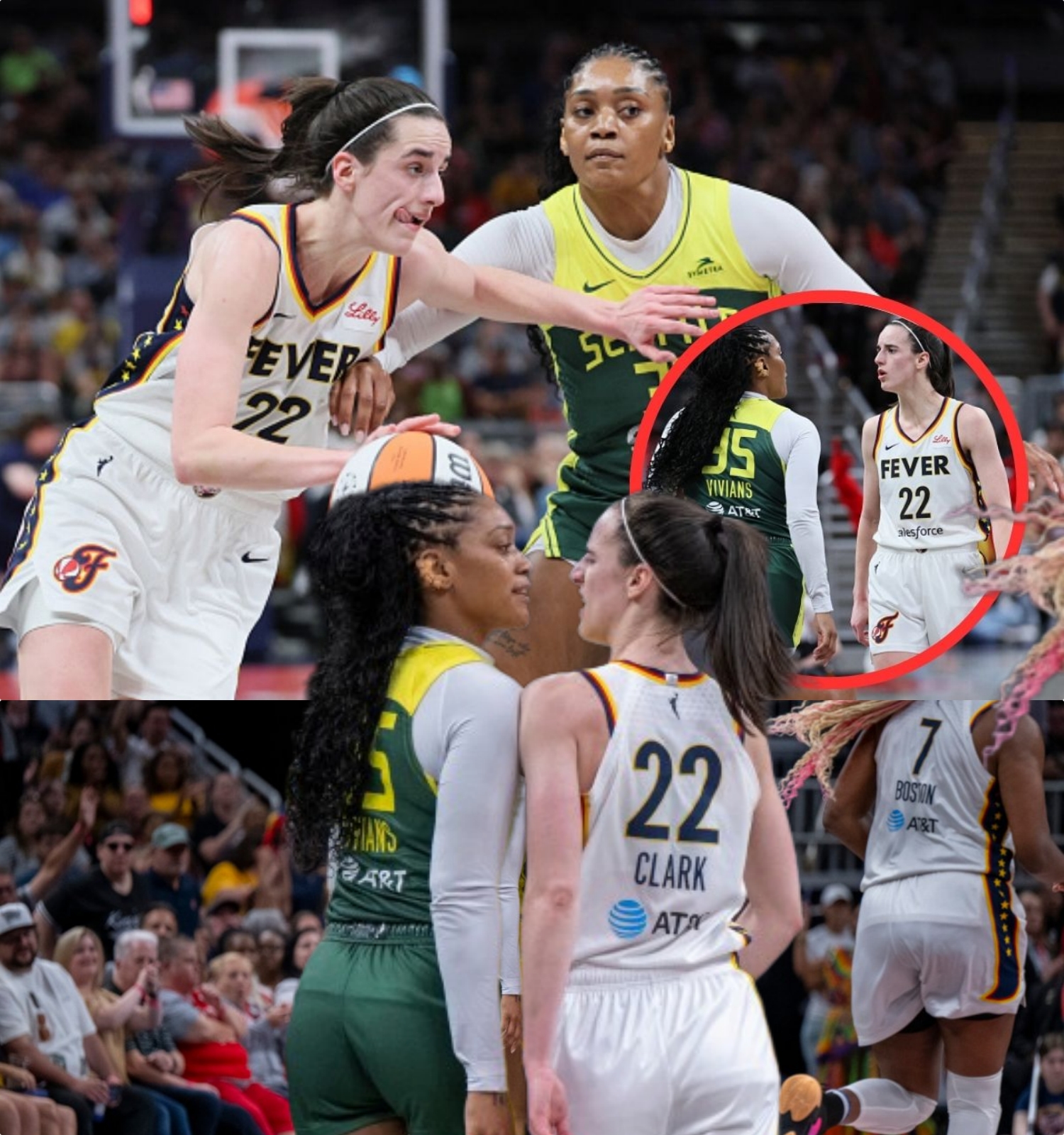 DOUBLE Technicals, Caitlin Clark & Victoria Vivians After Clark's 3 | Indiana Fever vs Seattle ...